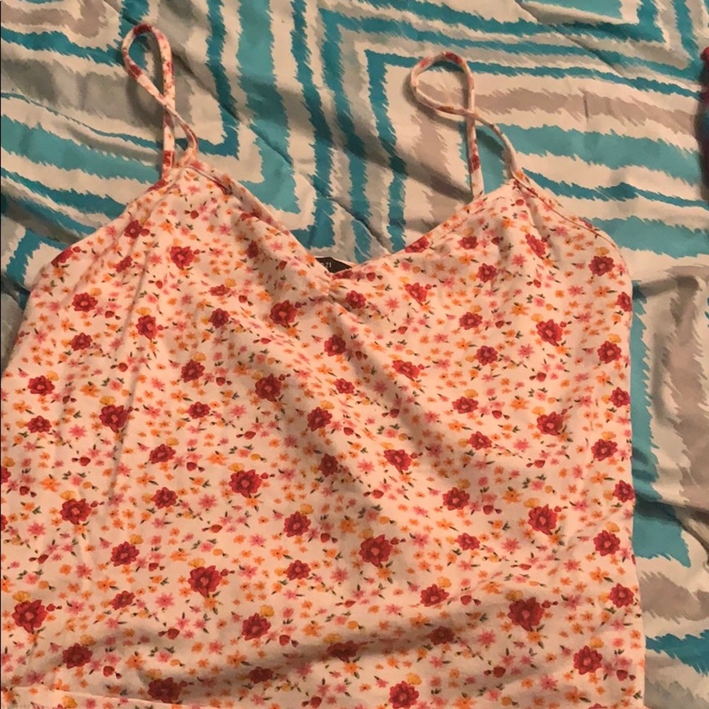 White Floral Tank top